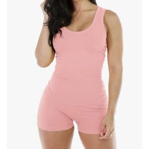 NWT One Piece Short Catsuit Women Large‎ Bodycon Tank Jumpsuits Rompers Pink